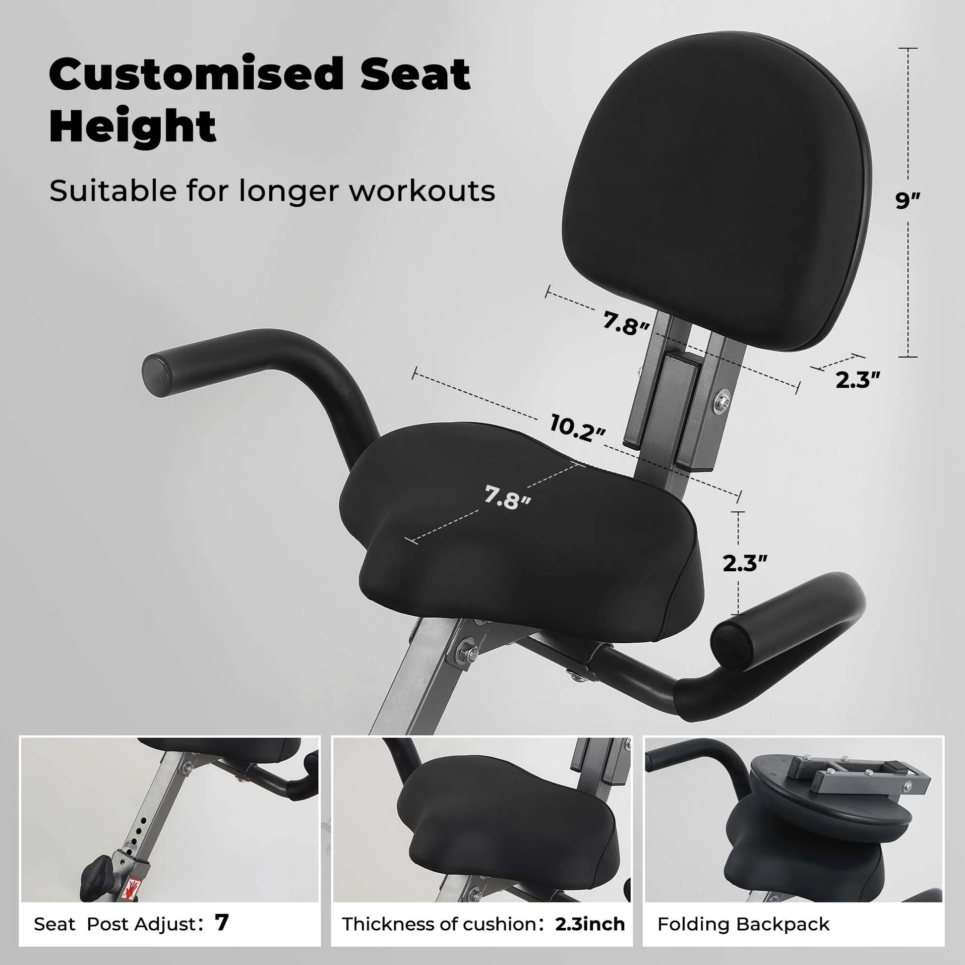 Folding Exercise Bike Stationary Magnetic Recumbent 3-In-1 Adjustable Arm Resistance Bands for Home Use