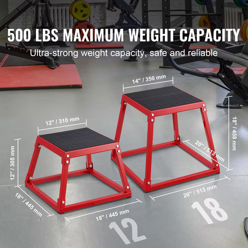 Plyometric Jump Box, 18 In. Plyo Box, Steel Plyometric Platform and Jumping Agility Box, Anti-Slip Fitness Exercise Box