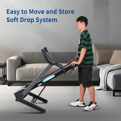 Treadmill with Auto Incline Folding Treadmill 12Level Incline 2.5 Horse Power 15 Preset for Home Use 8.5 Mph Range